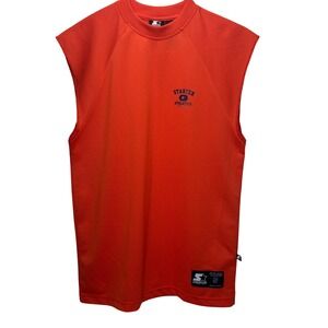 Starter Mens Small Orange Mesh Muscle Shirt Sleeveless Athletic Tank Y2K